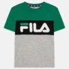 Fila Balimo Blocked Tee Unisex - Camiseta Estampada - Light Grey Melange/Verdant Green/Black