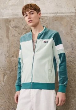 Fila Zielitz Jacket With Zipper - Sudadera Con Cremallera - Blue Spruce/Silt Green